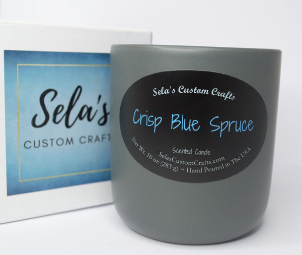 Crisp Blue Spruce Scented Candle - Sela’s Custom Crafts Sela’s Custom Crafts Sela’s Custom Crafts